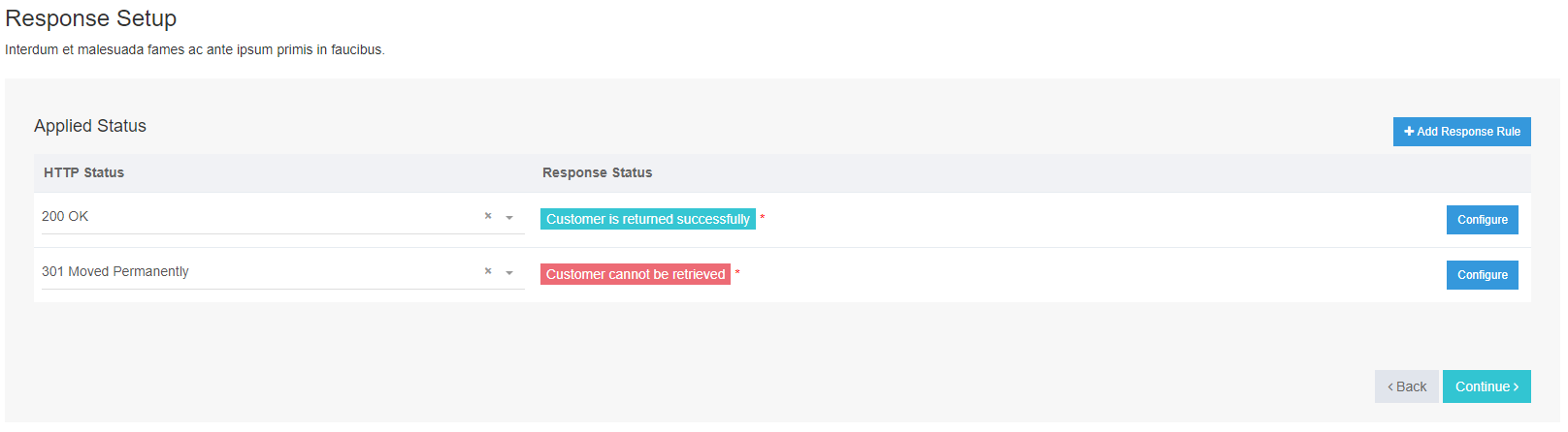 Response Configure Api